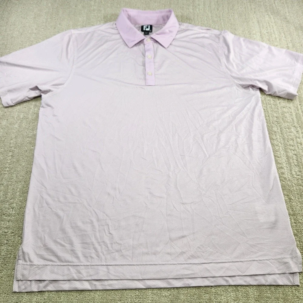 FootJoy Polo Shirt Mens XL Lisle Mini Check Performance Quick Dry Pink‎ Stretch